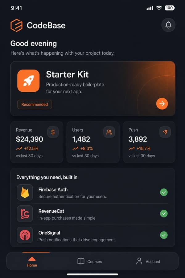 Starter Kit app home screen